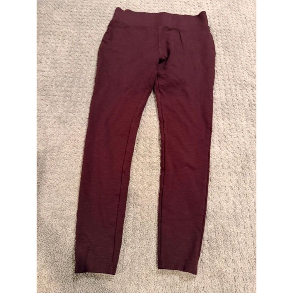 Matty M High Rise Slub Ponte Wear Everywhere Leggings Burgundy Purple Size M